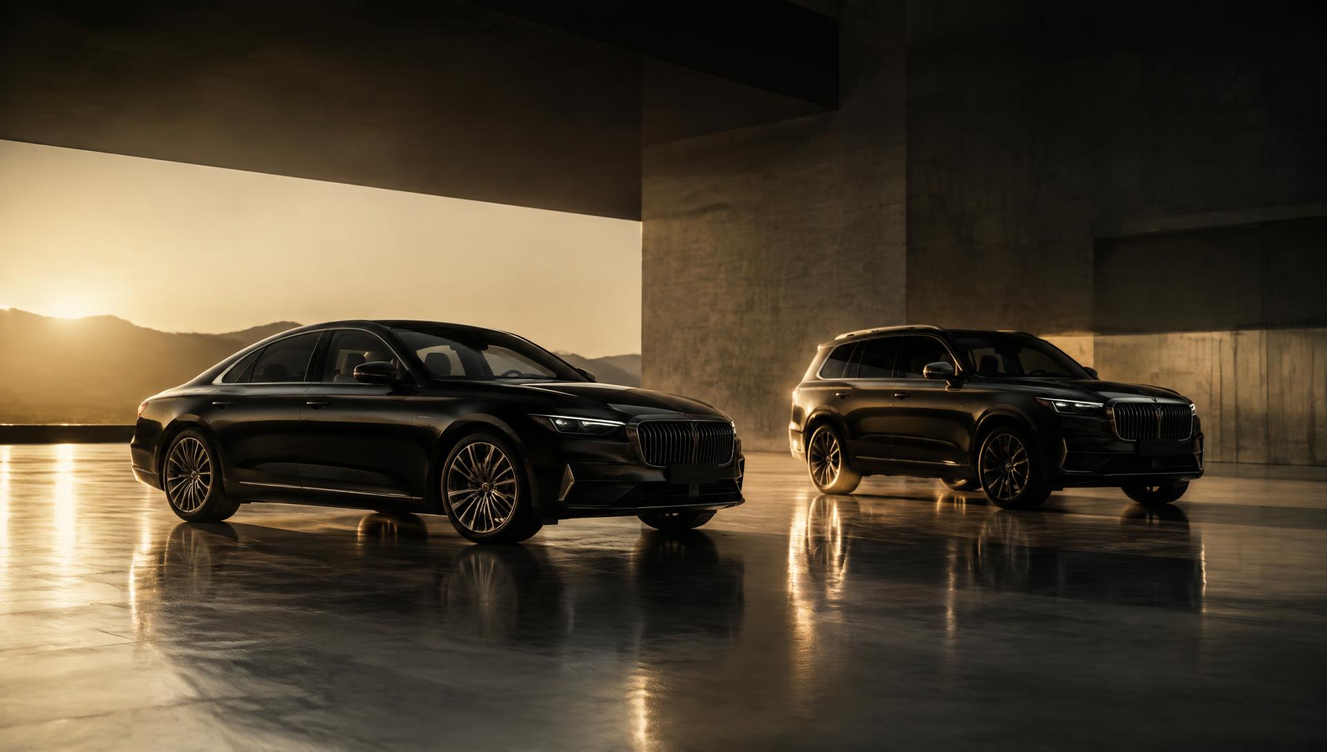 Luxury vehicles in an AUTO LUX showroom